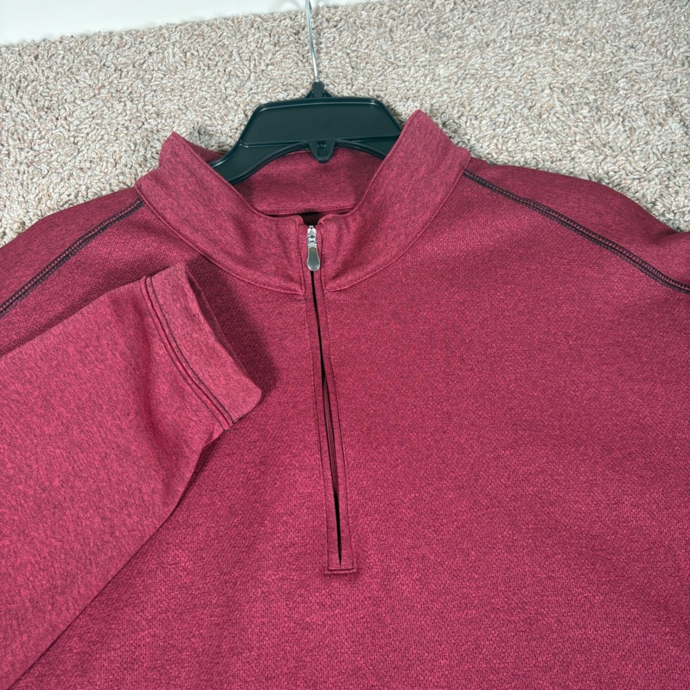 Pebble Beach Performance Mens XXL Quarter Zip Pullover Burgundy Heather Golf Top